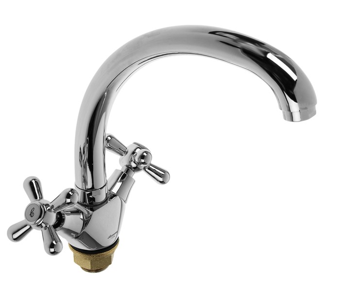 A4072 Смеситель для кухни толстый гусак с гайкой. Латунь