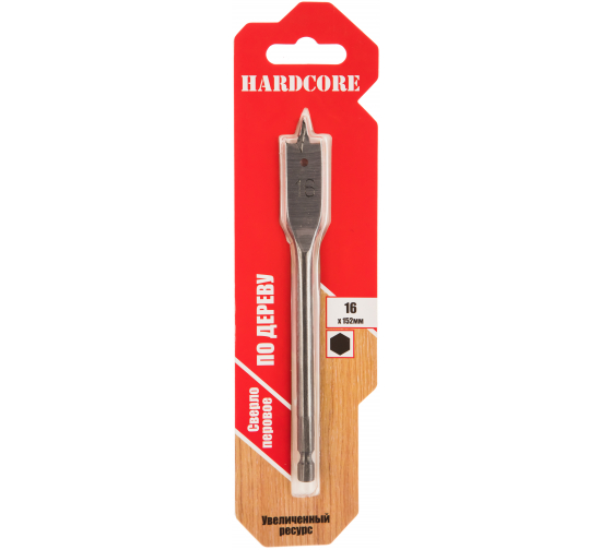 Сверло по дереву перовое 16х152 мм с подрезателями "Hardcore" 161615