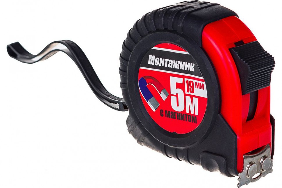 Рулетка с магнитом 5 м х 19 мм "Монтажник" 601519