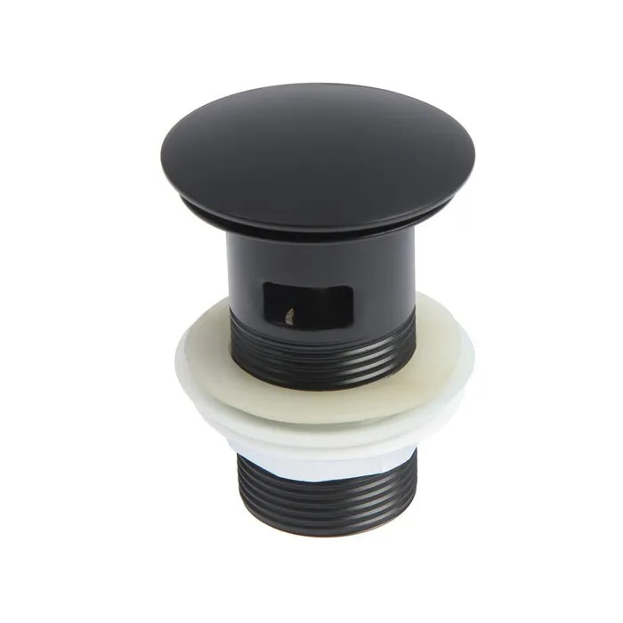 A480F-1 Донный клапан с переливом (кнопка). Черный