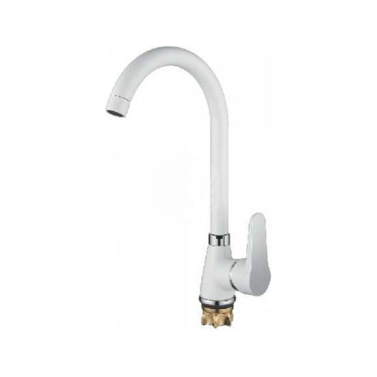 A45111G Смеситель для кухни высокий с гайкой. Белый. Φ35