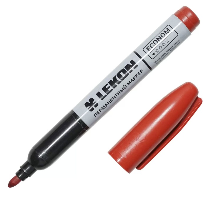 Маркер перманентный LEKON ECONOM 10/100/1200 КРАСНЫЙ 012413