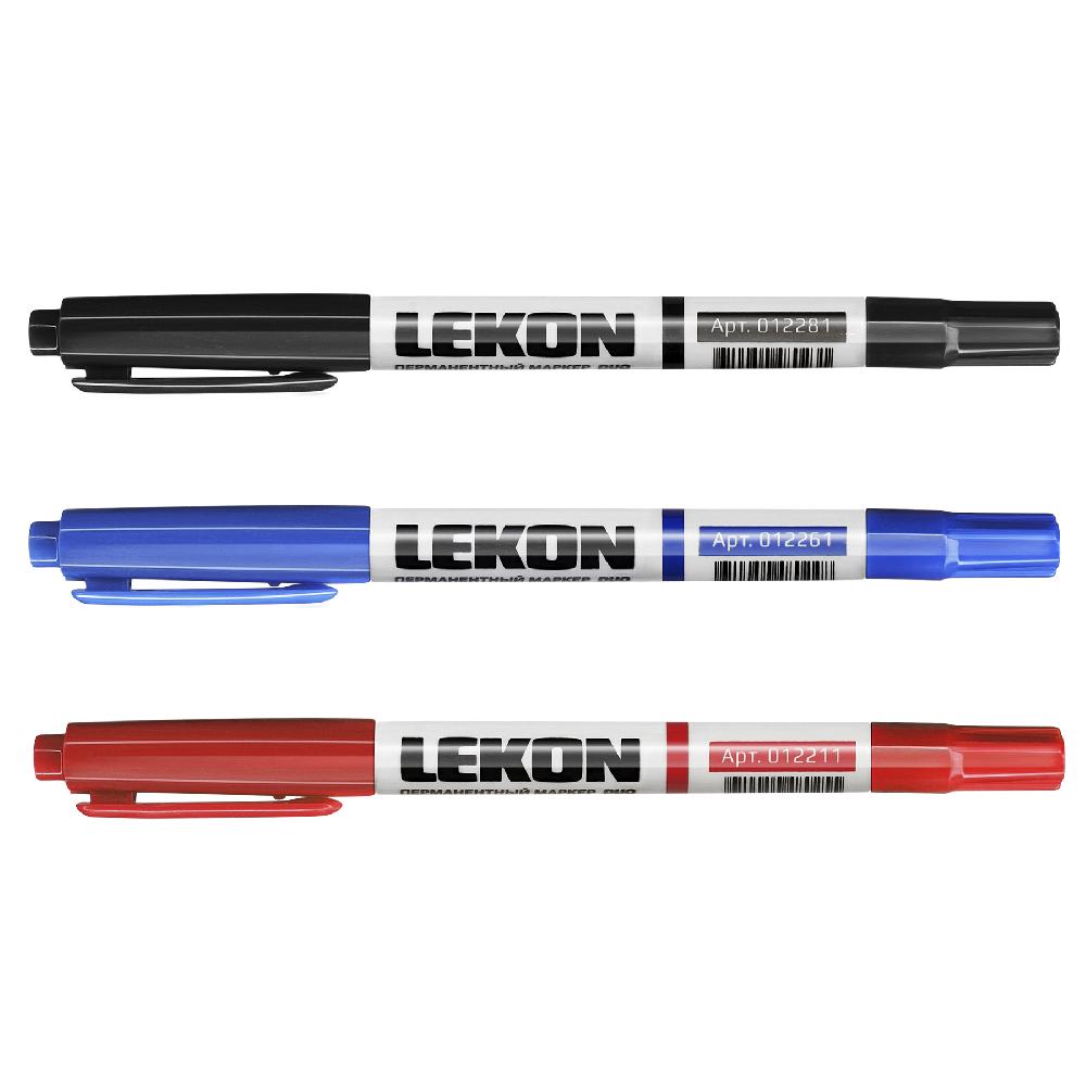 Маркер LEKON DUO перманентный двухсторонний 12/100/3000 ЧЁРНЫЙ 012281