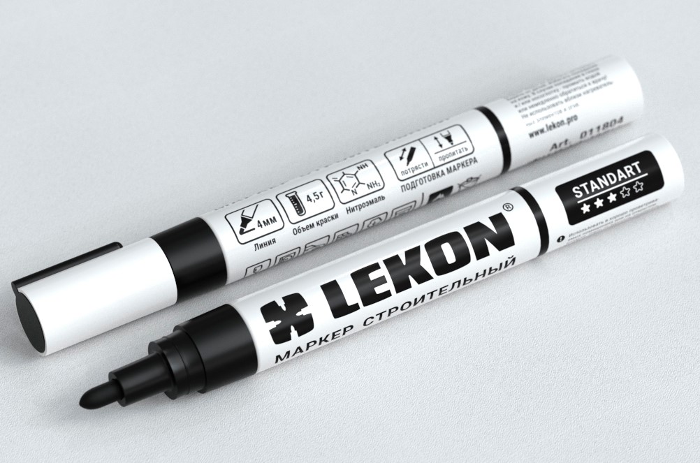Маркер LEKON Standart с нитроэмалью 12/144/1296 ЧЁРНЫЙ 011804