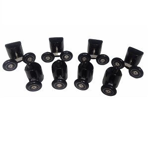 Ролики DC 1101 (двойные 4шт+ 4 одинарн. с кнопкой)  ЧЕРНЫЕ (компл., 8шт.) 23 мм