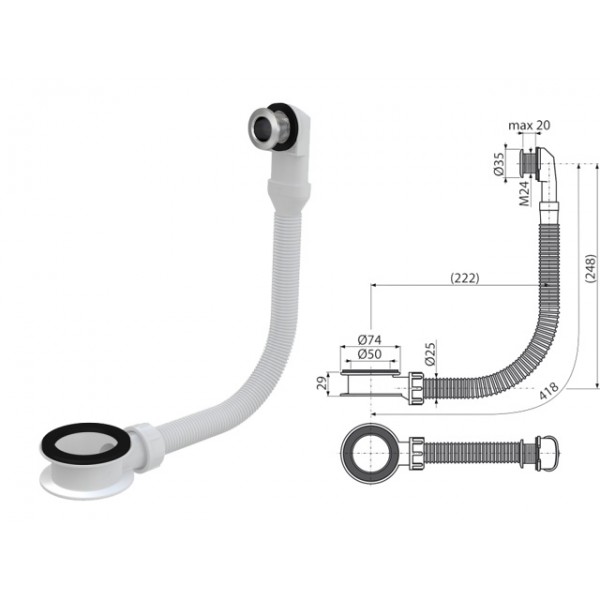 A328CR  Слив-перелив для умывальника хромированный