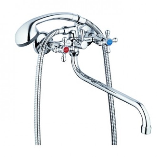 LML7-A605 См-ль для ванны с круглым пов.изливом,резиновая кранбукса(1/2),штоковое переключение ZEGOR