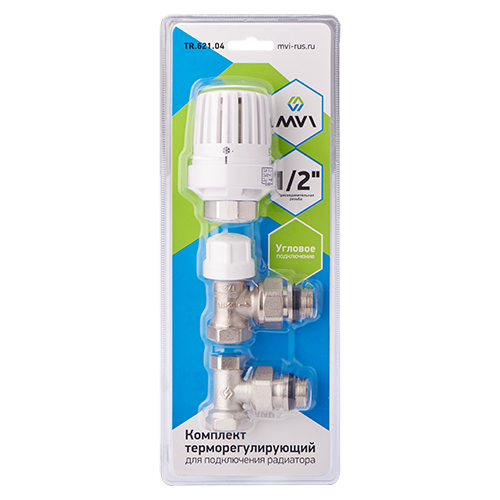TR.621.05 Комплект терморегулирующий угловой для подключения радиатора, 3 в 1 MVI 3/4"