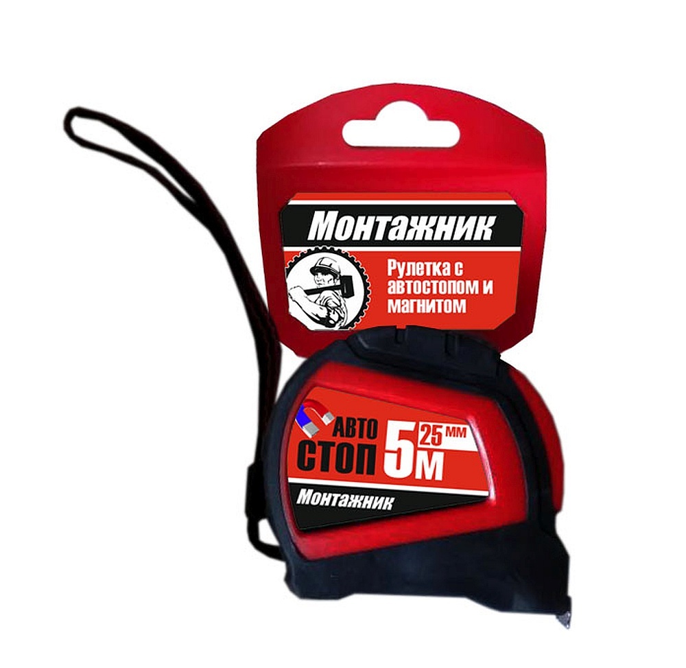 Рулетка с магнитом 5 м х 25 мм "Монтажник" 601525