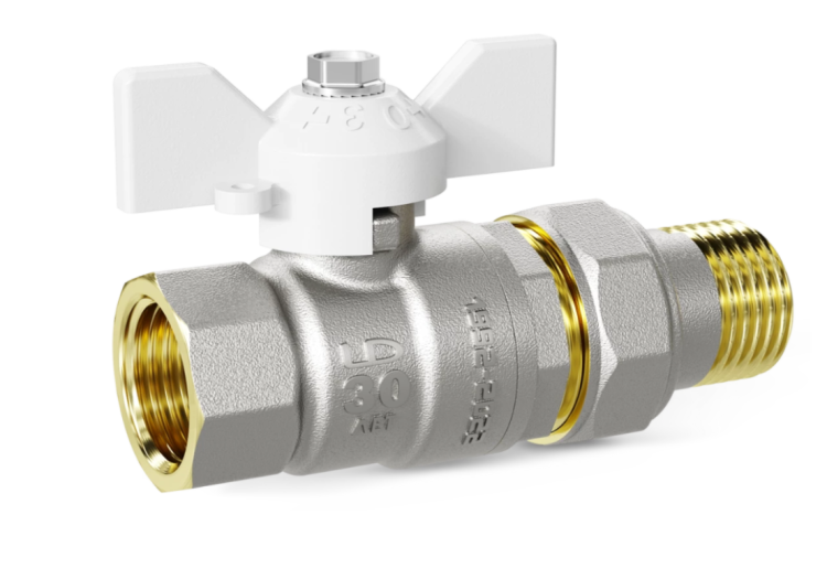 Кран шаровой латунный LD Pride 47.15.В-ГШ.Б с АМЕРИКАНКОЙ Ду 15 Ру 40 бабочка(white)(19)