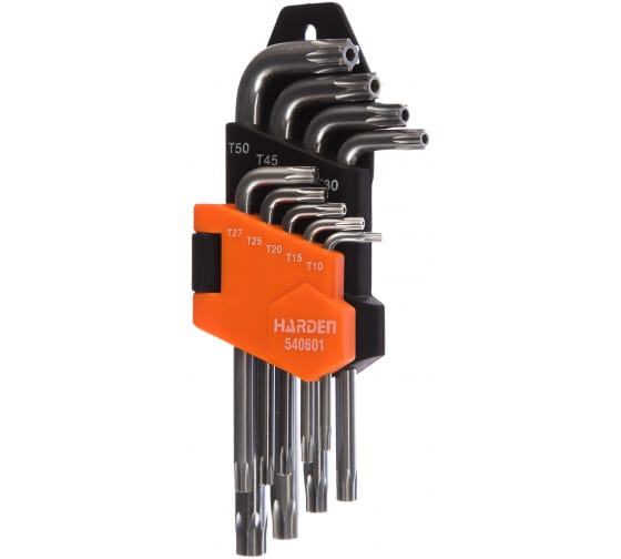 540601 Набор ключей имбусовых TORX CRV 9шт: T10,T15,T20,T25,T27,T30,T40,T45,T50 // HARDEN