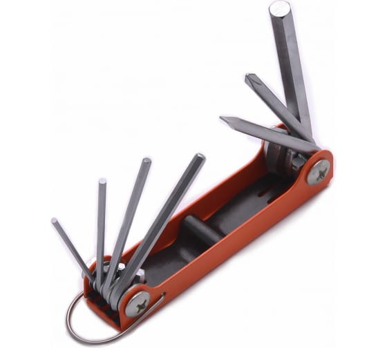 540610 Набор ключей имбусовых шестигранных Hex, 1,5-8 мм CrV, складные, сатин, 7 шт.// HARDEN