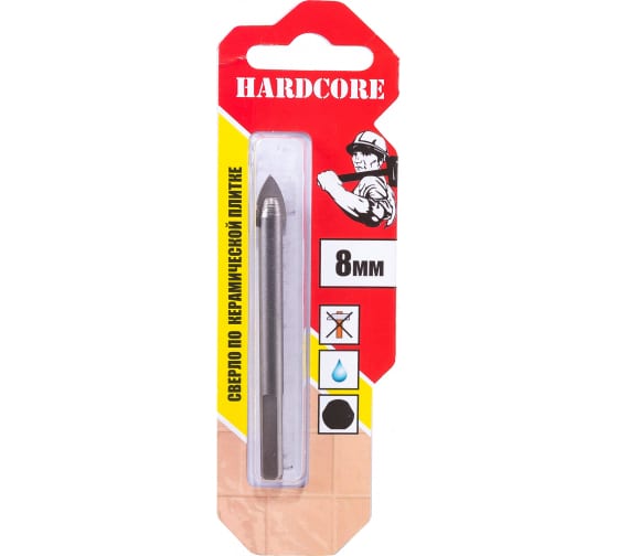 Сверло по керам. плитке и керамограниту 3-гр хвостовик 8 мм "Hardcore" 153008