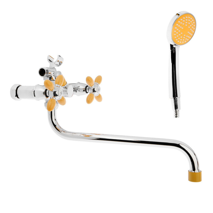A7182H Cмеситель для ванны и душа,с двумя рукоятками.Хром. (желтый)