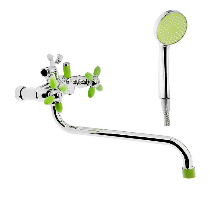 A7182K Cмеситель для ванны и душа,с двумя рукоятками.Хром. (зеленый)