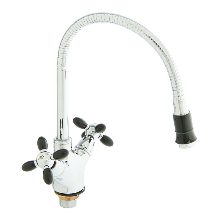 A4882F Смеситель для кухни с гибким изливом.(черный)