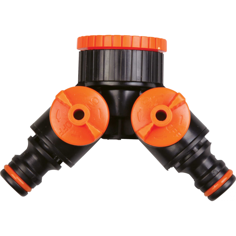 AP 1019 Адаптер-тройник с двумя запорными кранами с внутренней резьбой 1" и редуктором 3/4" - 1"