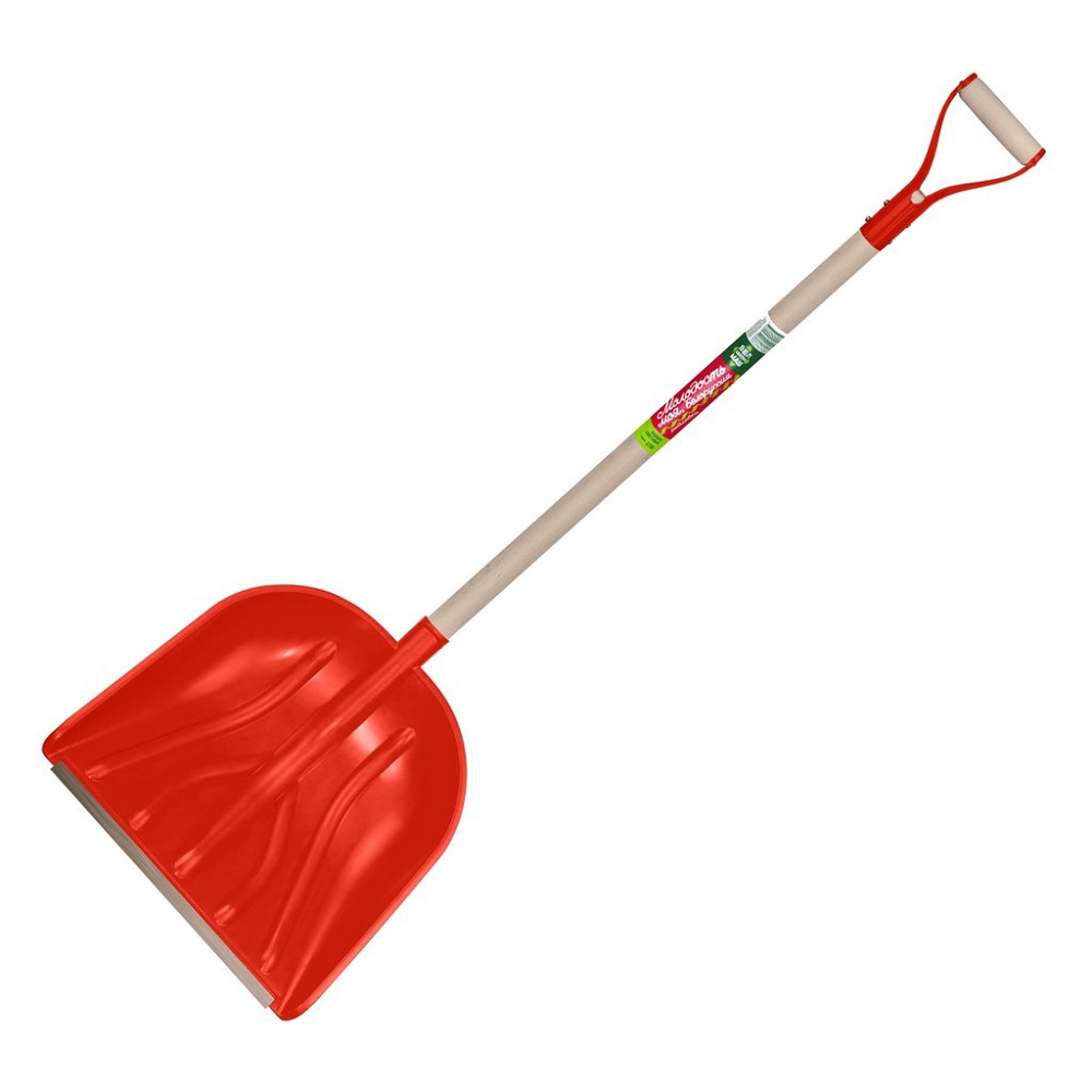 ЛОПАТА СНЕГОВАЯ КРАСНАЯ С МЕТАЛЛИЧ.РУЧКОЙ БЦМ 1726-Ч