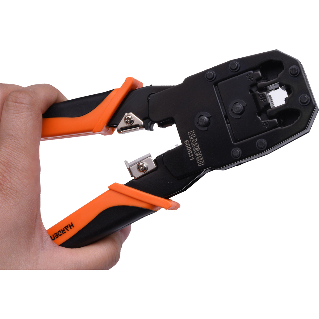 660631  Пресс-клещи для обжима модульных разъемов, 190 мм., на RJ45(8P), RJ11(4P), RJ12(6P)// HARDEN