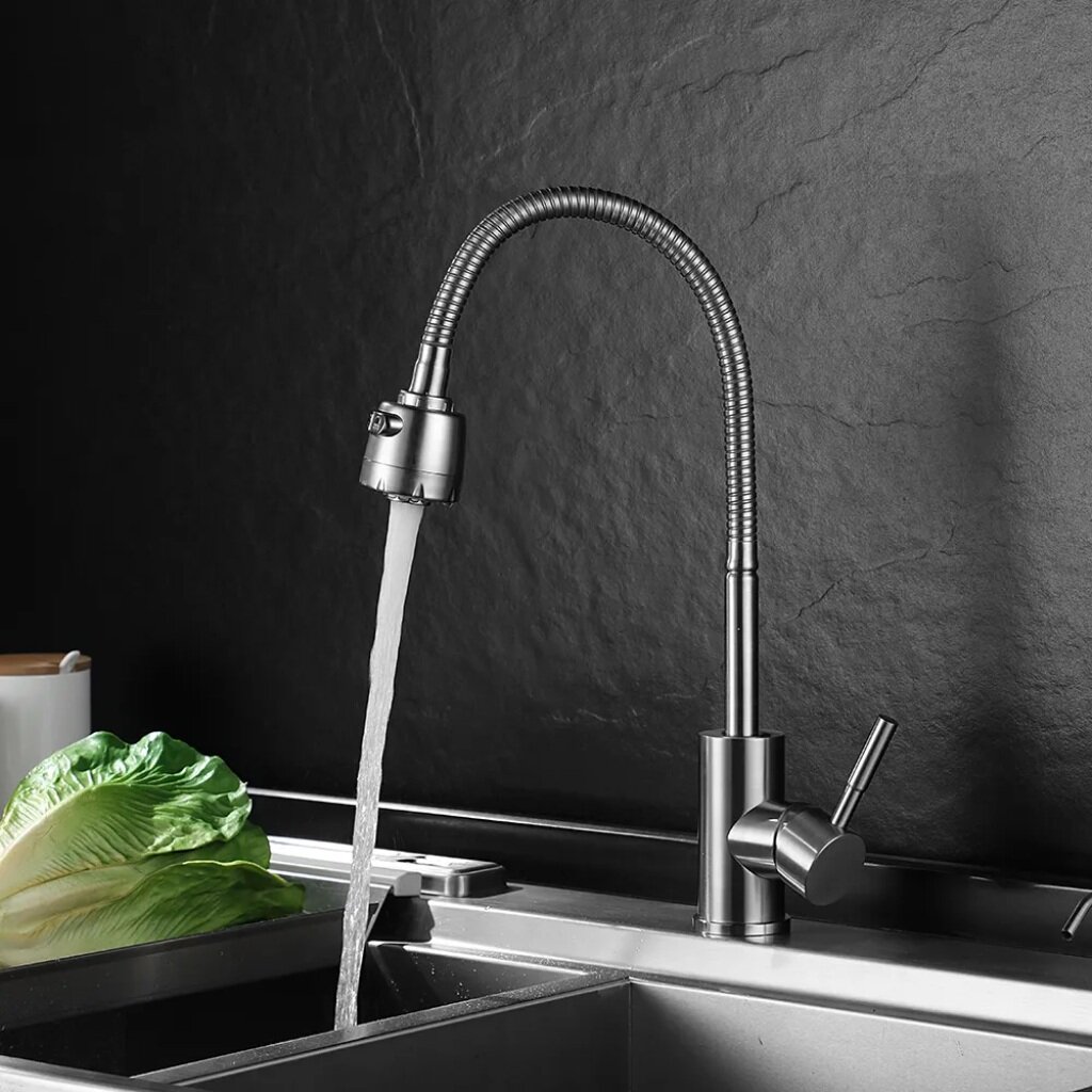 EZA4-A090  см-ль для кух. мойки с гофр. пов. изл, ø35, нерж. Сталь, гайка SOLONE