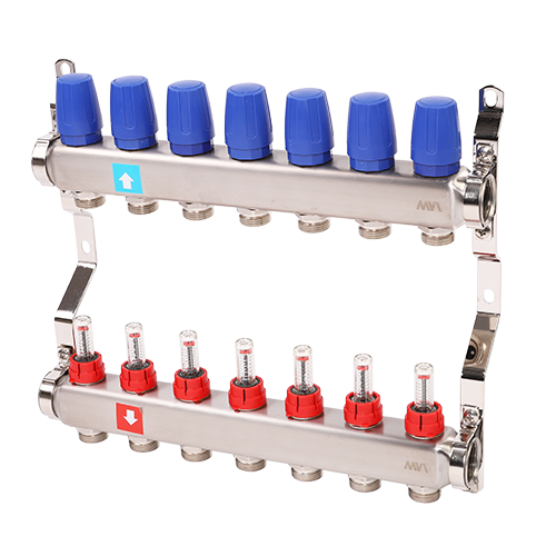 MS.507.06 Коллектор из нержавеющей стали в сборе с расходомерами, 7 вых.