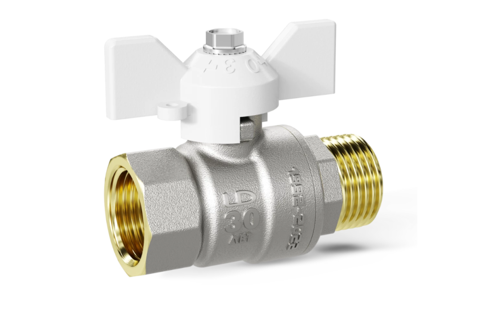 Кран шаровой латунный LD Pride 47.15.В-Н.Б Ду 15 Ру 40 бабочка (white)(30)