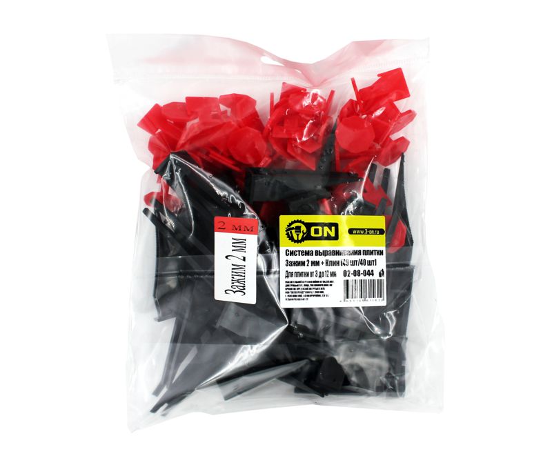 ON Система выравнивания плитки, ЗАЖИМ 2 мм + КЛИН (40шт/40шт) 02-08-044