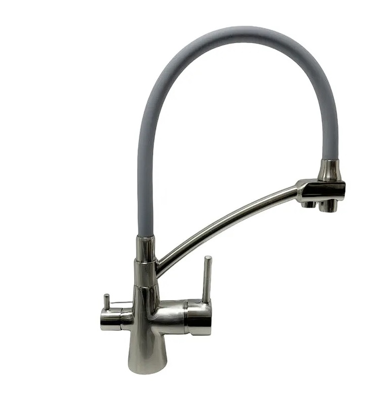 A5179AT-13 Смеситель для кухни с выходом для питьевой воды. Цвет серый+сатин. Латунь