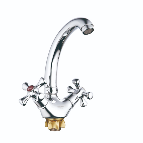 DTZ4-C827 См-ль для кух.мойки с пов.изливом,кер.(1/2)180°, гайка (корона) ZEGOR