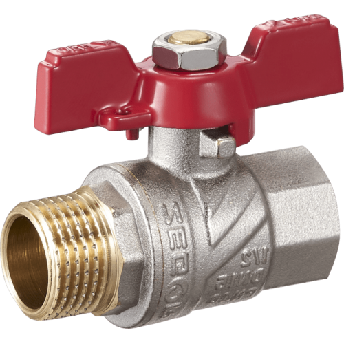 FN12 Кран шаровый 3/4" полнопроходной, гайка/штуцер Бабочка