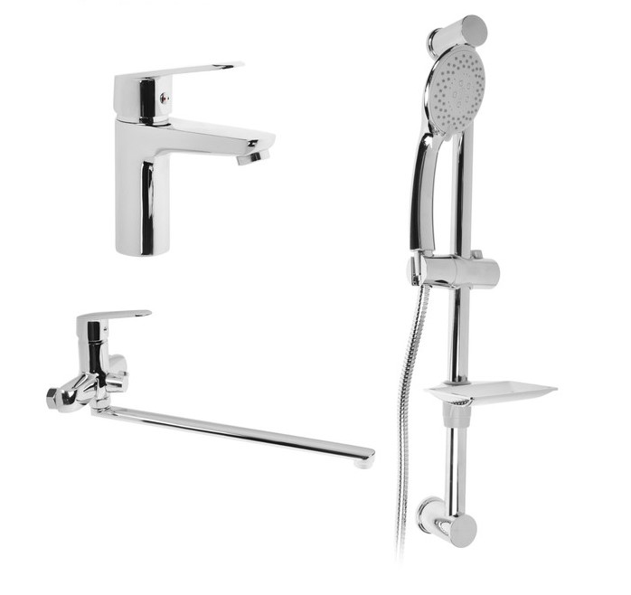 A2769 Набор 3 в 1 смеситель д/раковины и ванны , стойка. ЛатуньΦ35