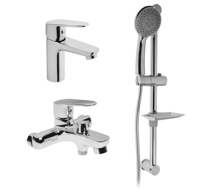 A2669 Набор 3 в 1 смеситель д/раковины и ванны, стойка. ЛатуньΦ35