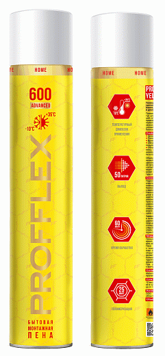 Пена монтажная PROFFLEX 600 ADVANCED бытовая