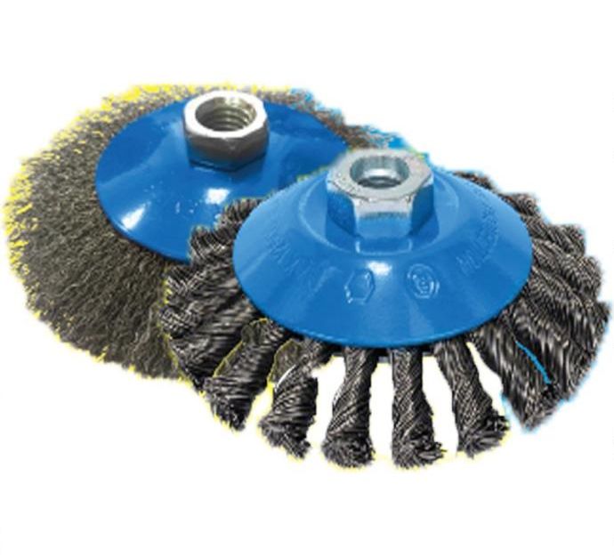 Щетка по металлу для УШМ конусная плетённая проволока 100мм х М14 RinG