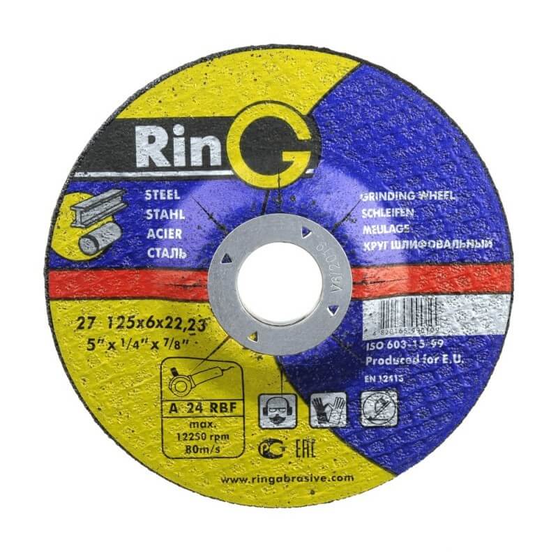 Круг абразивн.шлифовальный по металлу 1 14А 125х6х22 RinG