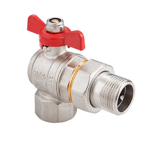 BV.522.05 Кран шаровый угловой полнопроходной с полусгоном MVI 3/4" внутренняя-наружная, бабочка