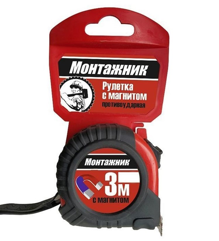 Рулетка с магнитом 3 м х 16 мм "Монтажник" 601316