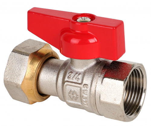 BV.530.05 Кран шаровый полнопроход. прямой с накидной гайкой MVI 3/4", внутренняя-внутренняя,бабочка