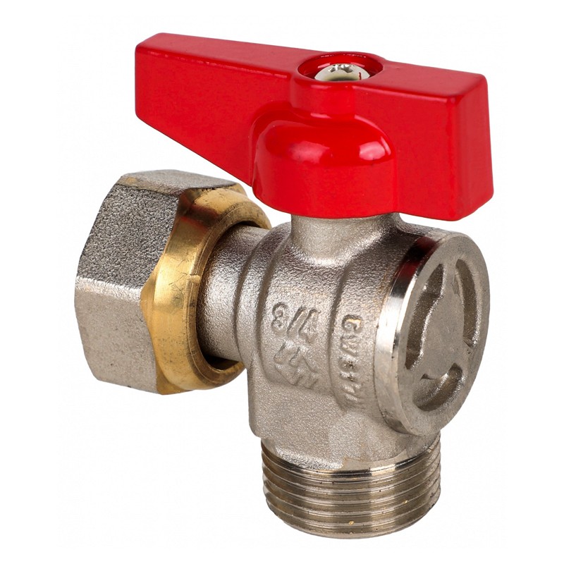 BV.533.05 Кран шаровый полнопроход. угловой с накидной гайкой MVI 3/4", внутренняя-наружняя,бабочка