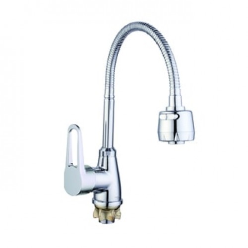 SOP4-E045 См-ль для кухни, кер. картридж ⌀35, гайка, гибкий излив ZEGOR