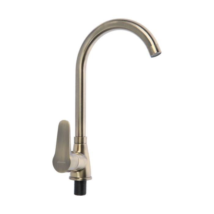 A45111C Смеситель для кухни высокий с гайкой. Бронза. 35