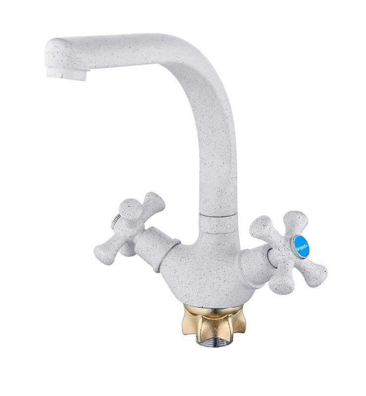 DTZ4-D827KW См-ль для кух.мойки с пов.изливом,кер.(1/2)180°, гайка (корона), белый ZEGOR