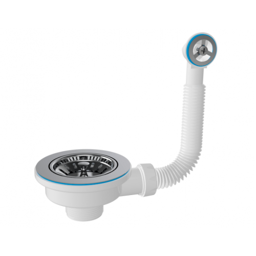 E103-8 Выпуск 3"1/2 для керам.мойки с круглым переливом, латунный винт 45мм (50)