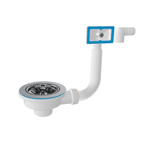 E103-9 Выпуск 3"1/2 для нерж.мойки с прямоугольным переливом, латунный винт 25мм (50)