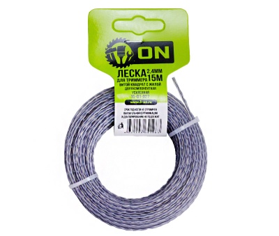ON Леска триммерная "Витой квадрат" с жилой (двухкомпонентная усиленная) 2,4 мм*15 м 15-01-027