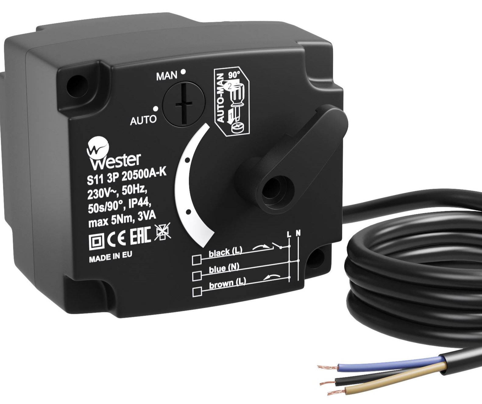 Привод Wester S11 3P 20500A-K 230 VAC 50Hz 50s/90 3-точ. SPDT 5 Nm