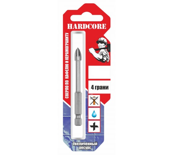 Сверло по керамограниту и керам.плитке 8 мм "Hardcore" 4 грани 151008