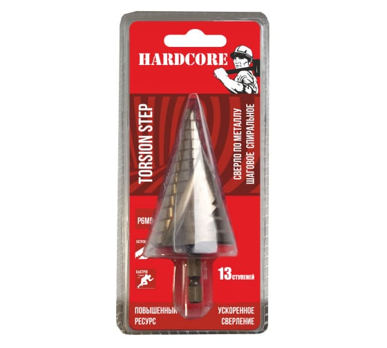 Сверло по металлу шаговое спиральное 6-35 мм (13 ступ.)Р6М5  "Hardcore" Torsion step 144635