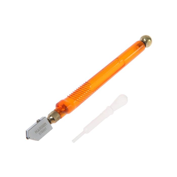 570351 Стеклорез 1-роликовый с пластиковой рукояткой, маслыный // HARDEN