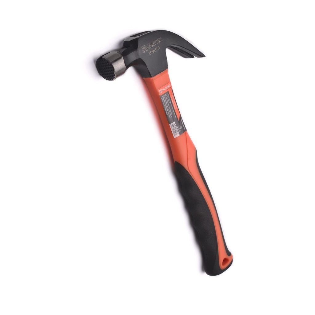 590216 Молоток-гвоздодер, двухкомпонентная фиберглассовая рукоятка, намагниченная г 700 гр.// HARDEN